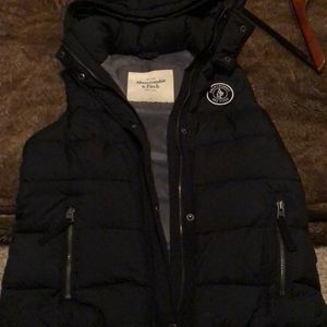 Black Abercrombie Hooded Puffer Vest